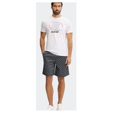 Pantaloni scurti barbati -  confortabili - alb/negru - bumbac