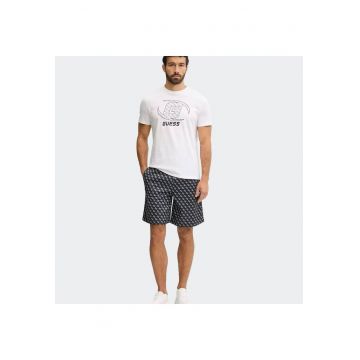 Pantaloni scurti sport barbati -  bumbac - negru/alb
