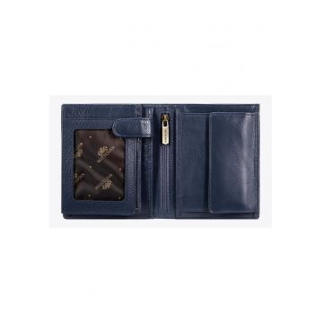 Portofel barbati  colectia Italy - piele naturala - 11 locuri pentru carduri - 13x11 -5cm - albastru