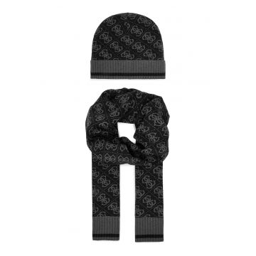 Set Caciula si Esarfa Barbati -  Negru - One Size INTL