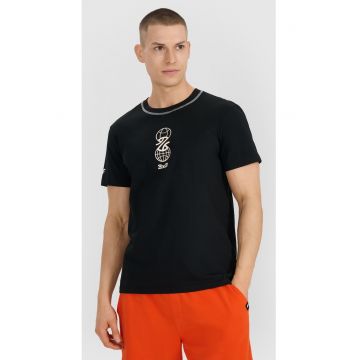 Tricou Barbati  Negru Intens - Bumbac 100% - Design Baschet - Sportstyle - Marimi S-XXL - Colectia Primavara-Vara 2025