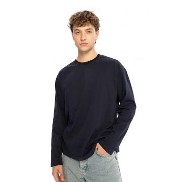 Bluza barbati -  bumbac - maneca lunga - guler rotund - albastru