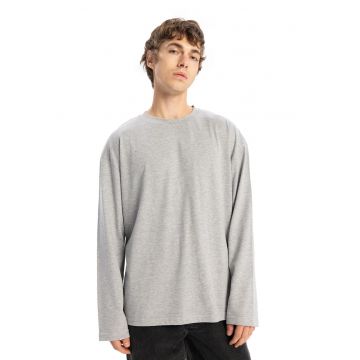 Bluza barbati -  maneca lunga - guler rotund - elastic - gri - bumbac