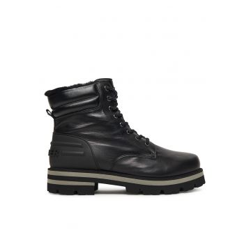 Bocanci barbati -  piele naturala - negru - 46 EU -