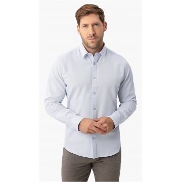 Camasa eleganta barbati din bumbac - maneci lungi - mansete cu doua nasturi - Regular Fit -  K-Davon - albastru deschis - Albastru deschis
