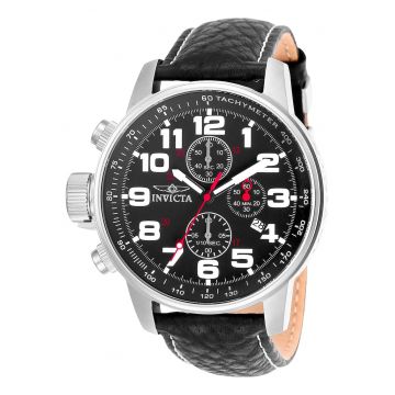 Ceas barbati -  277 - multifunctional - cronograf - curea din piele - negru - 46mm
