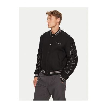 Geaca bomber Barbati -  68% bumbac - 32% lana - negru -