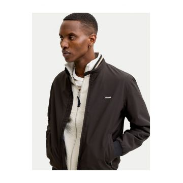 Geaca bomber barbati -  neagra - poliester reciclat - cu fermoar