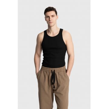 Maiou barbati -  fara maneci - elastic - negru - poliester -