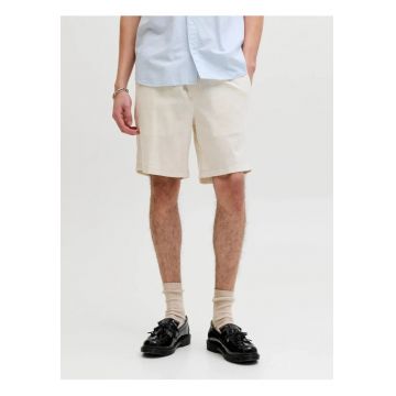 Pantaloni scurti de trening - barbati - din amestec de in - croiala Regular fit - Bej