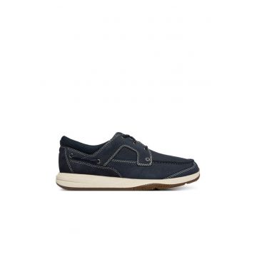 Pantofi barbati -  piele naturala - albastru - material sintetic