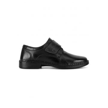 Pantofi barbati -  piele naturala - negru - sistem inchidere Velcro