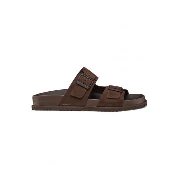 Papuci barbati  din piele naturala - Maro