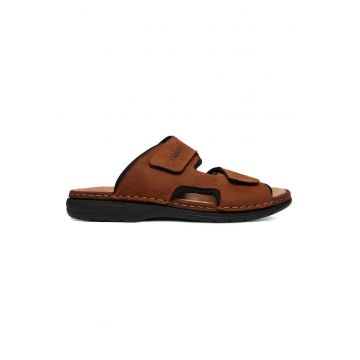 Papuci barbati -  din piele naturala - maro