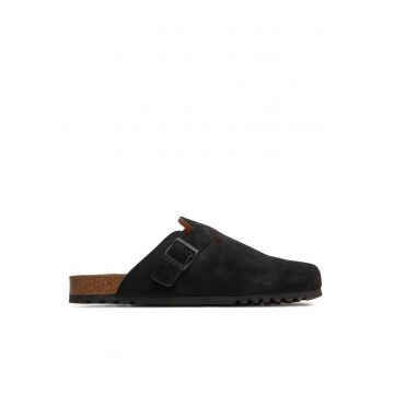 Papuci barbati -  piele naturala - negru -