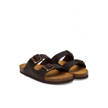Papuci barbati -  piele naturala - negru
