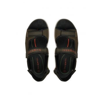 Sandale barbati -  piele ecologica - verde - sistem inchidere Velcro
