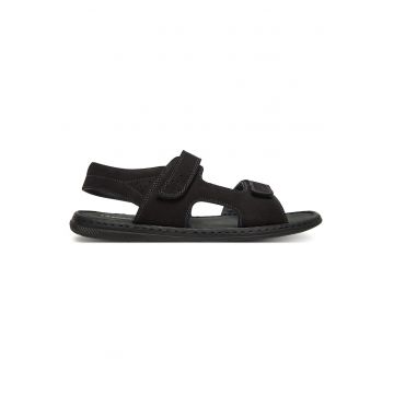Sandale barbati -  piele naturala - negru - velcro
