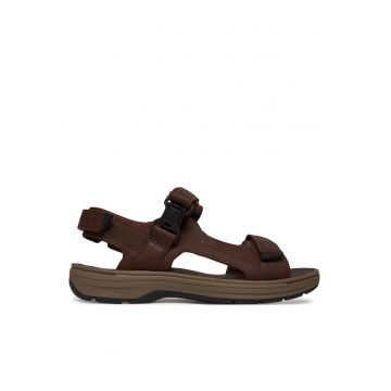 Sandale barbati -  piele naturala - velcro - maro