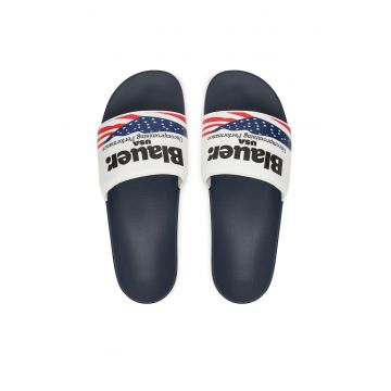 Slapi barbati -  alb - multicolor - sintetic