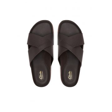 Slapi barbati -  piele naturala - maro