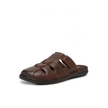 Slapi barbati -  piele naturala - maro -