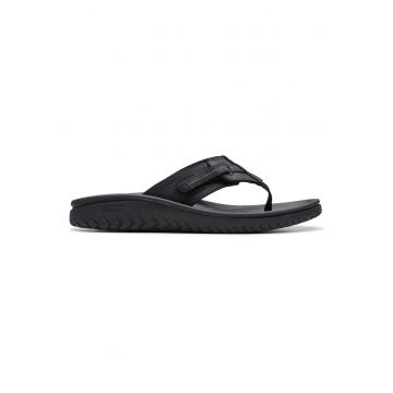 Slapi barbati -  piele naturala - negru -
