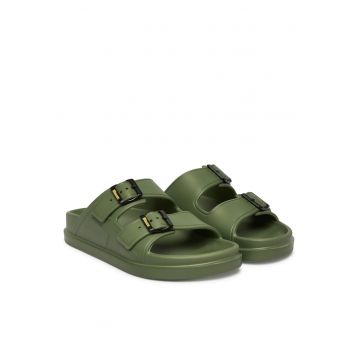 Slapi barbati -  piele naturala - verde