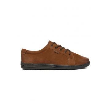 Tenisi barbati -  piele naturala - maro - material textil