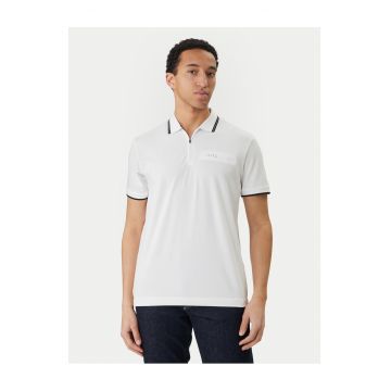 Tricou barbati -  52% bumbac organic si 44% poliester reciclat - alb - material elastic