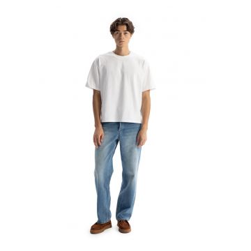Tricou barbati -  Comfort Fit - elastic - alb - 100% bumbac
