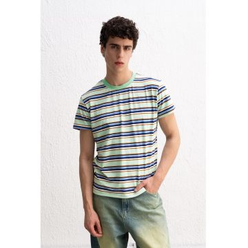 Tricou Barbati -  Comfort Fit - elastic - verde - poliester-viscoza-elastan