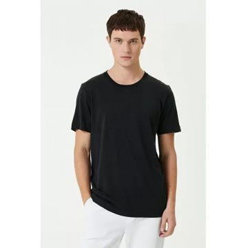 Tricou barbati  guler rotund - elastic - negru - bumbac 85%