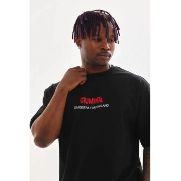 Tricou barbati -  imprimeu pe spate - negru - bumbac