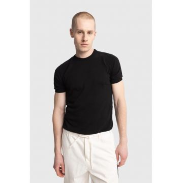 Tricou barbati -  maneca scurta - elastic - negru - 100% bumbac -