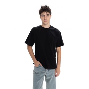 Tricou barbati -  Regular Fit - elastic - negru - 100% bumbac