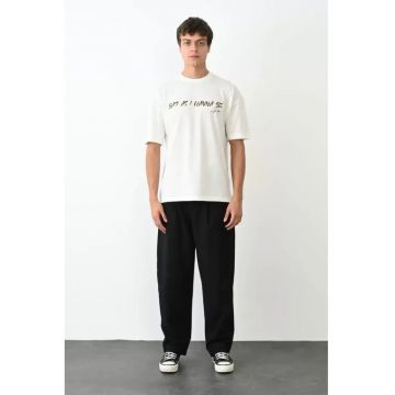 Tricou barbati -  supradimensionat - alb - bumbac 85%