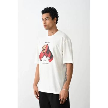 Tricou barbati -  supradimensionat - alb - bumbac - Alb