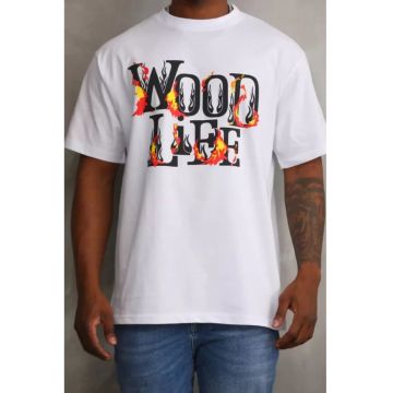 Tricou barbati -  supradimensionat - alb - bumbac