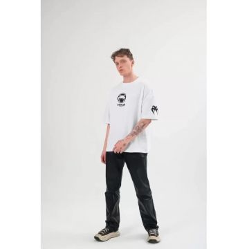 Tricou barbati -  supradimensionat - alb - din bumbac