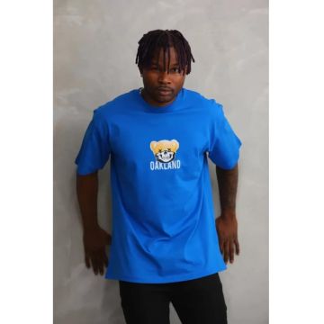 Tricou barbati  supradimensionat - elastic - albastru - bumbac-poliester-elastan