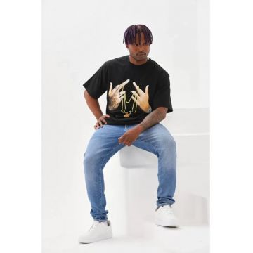 Tricou barbati -  supradimensionat - negru - bumbac