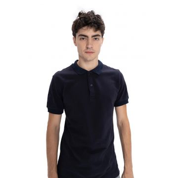 Tricou barbati -  tricou polo cu nasturi - albastru - 100% poliester