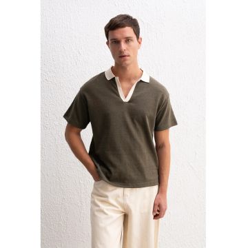 Tricouri barbati -  tricou polo - elastic - verde - bumbac-poliester