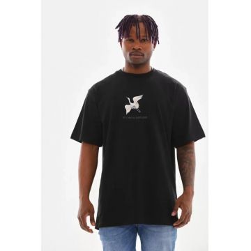 Tricouri barbati -  tricou supradimensionat - negru - bumbac-elastan