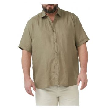 Big Sizes Camasa din 100% in - barbati big sizes - Regular fit - Verde masliniu