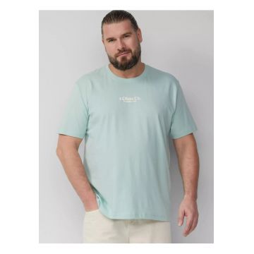 Big Sizes Tricou barbati big sizes cu decolteu la baza gatului - logo contrast - Verde menta