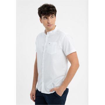 Camasa barbati din bumbac cu maneci scurte - buzunar pe piept - Regular Fit -  C-Trifo - alb - Alb