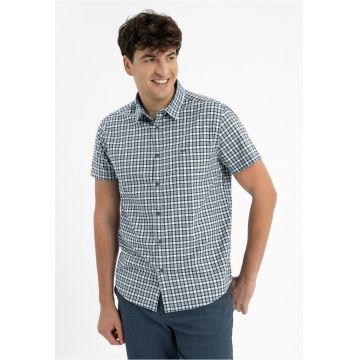 Camasa barbati din bumbac in carouri cu maneci scurte - Regular Fit - buzunar pe piept -  C-Endi - Multicolor