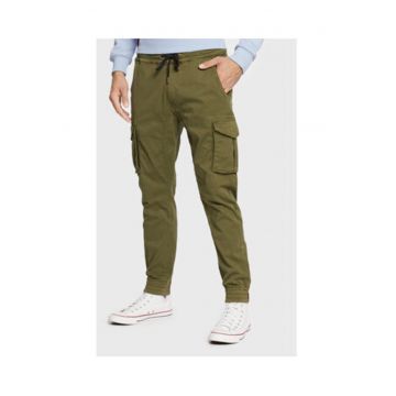 Pantaloni barbati -  bumbac - verde - elastan -